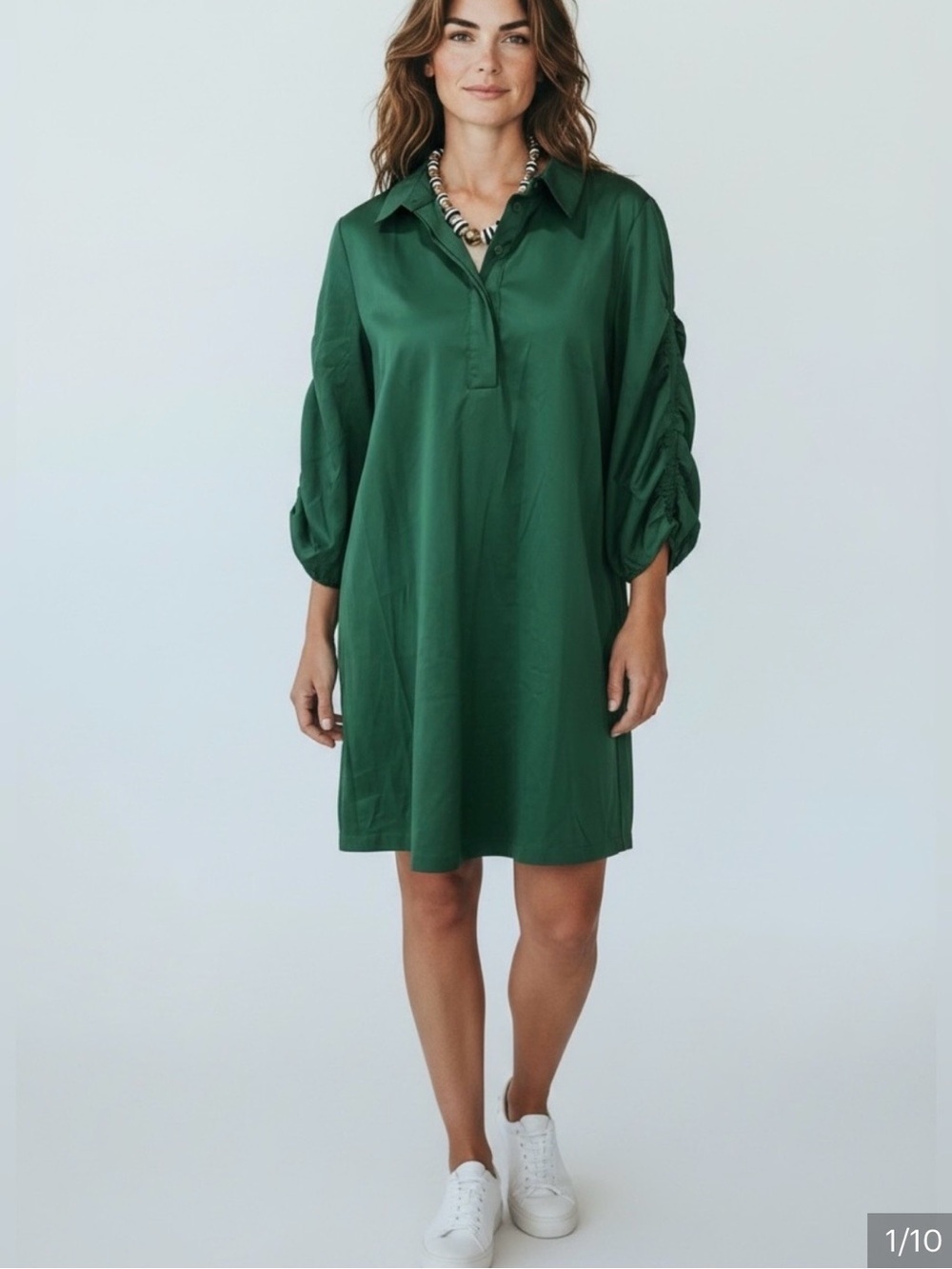 Chico's Emerald Green Mini Shirt Dress size 3 (16)
